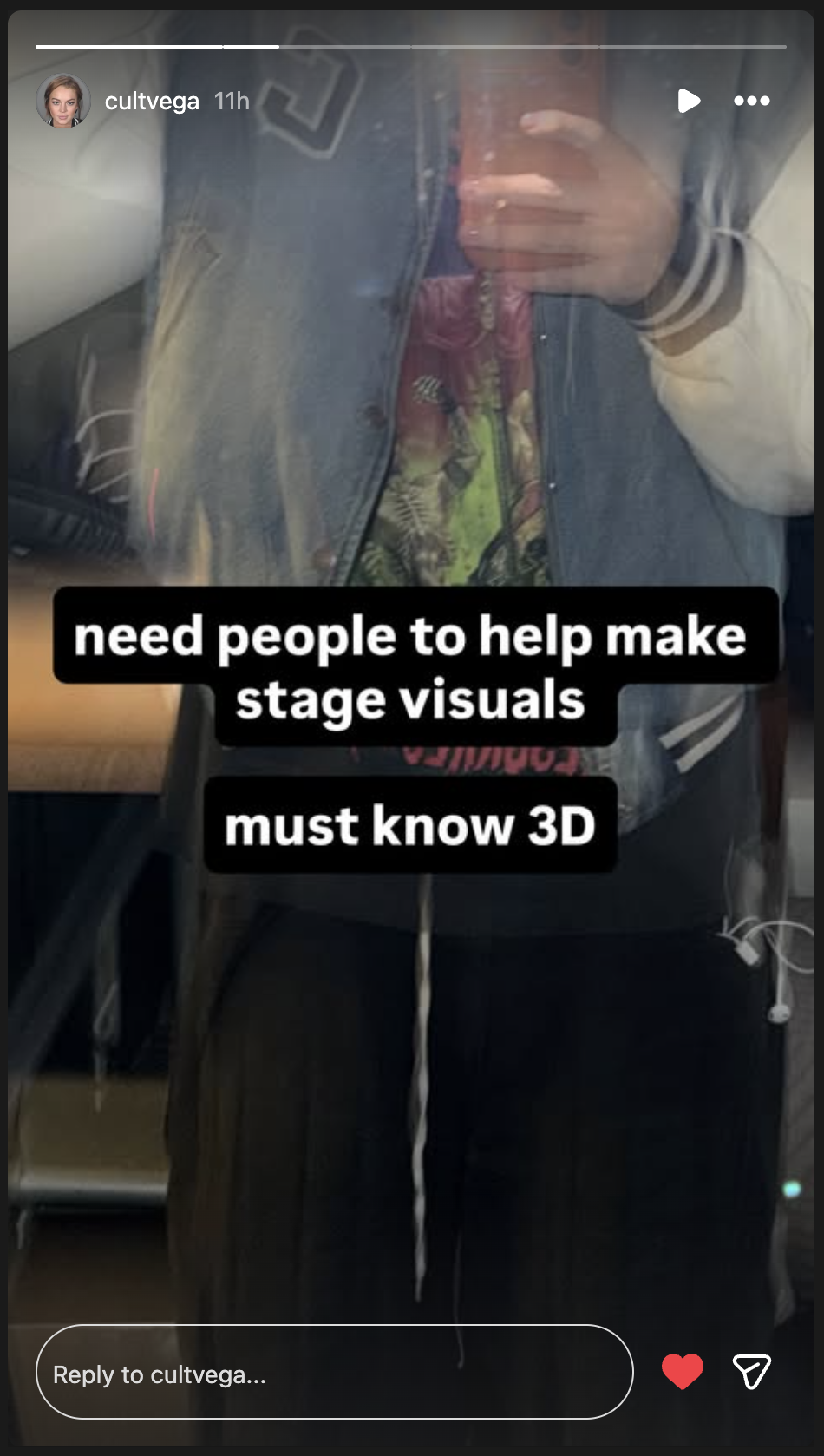 The story looking for stage-visual artists who know 3D