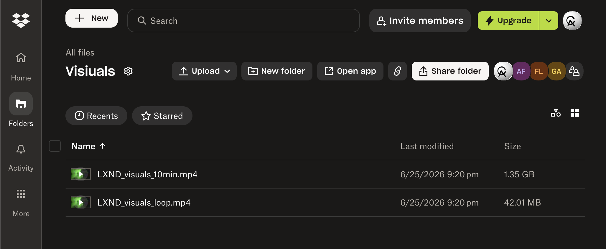 The Dropbox folder with the final files, cleanly named