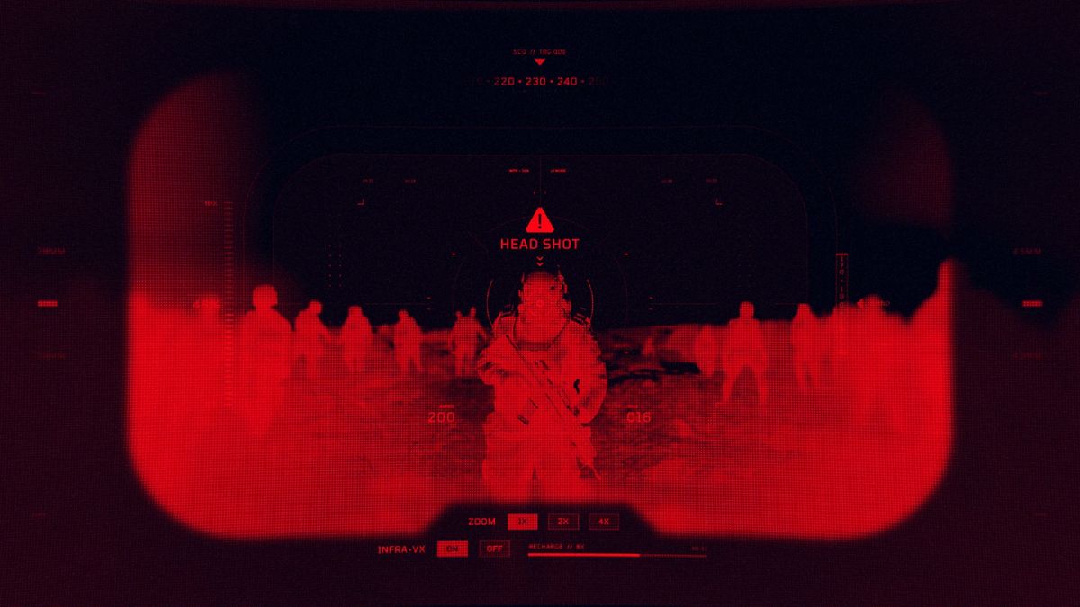 Red thermal scope HUD, head shot